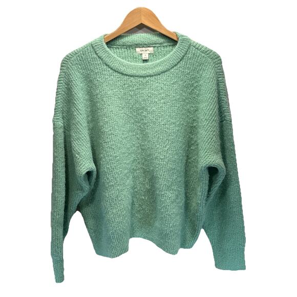 On 34th Women’s Mint Green Sweater 2X Crew Neck Soft Pullover Knit Cozy Winter - Picture 1 of 11